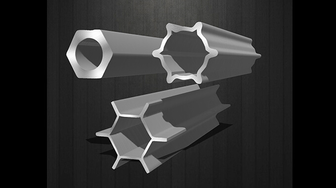 Tubo heterogêneo de aço sem costura hexagonal